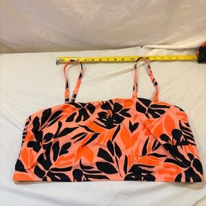 Old Navy Swim Top Women Size 3X Tropical Print Multicolor Orange/Black